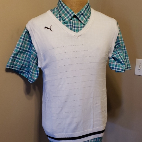 Puma white and black vneck swester vest - Picture 2 of 6